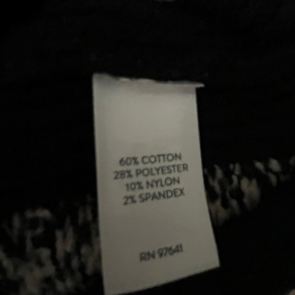 J. Jill Mock Neck Cotton Blend Knit Sweater Black Cream Large - Picture 5 of 7